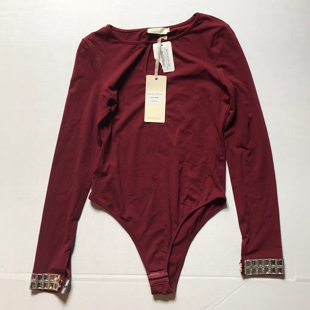 Matilda by True Love Long Sleeves Bodysuit Wine S